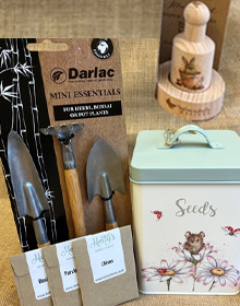 Bamboo Mini Tools, Wrendale Pot Press & Seed Tin + FREE Seeds